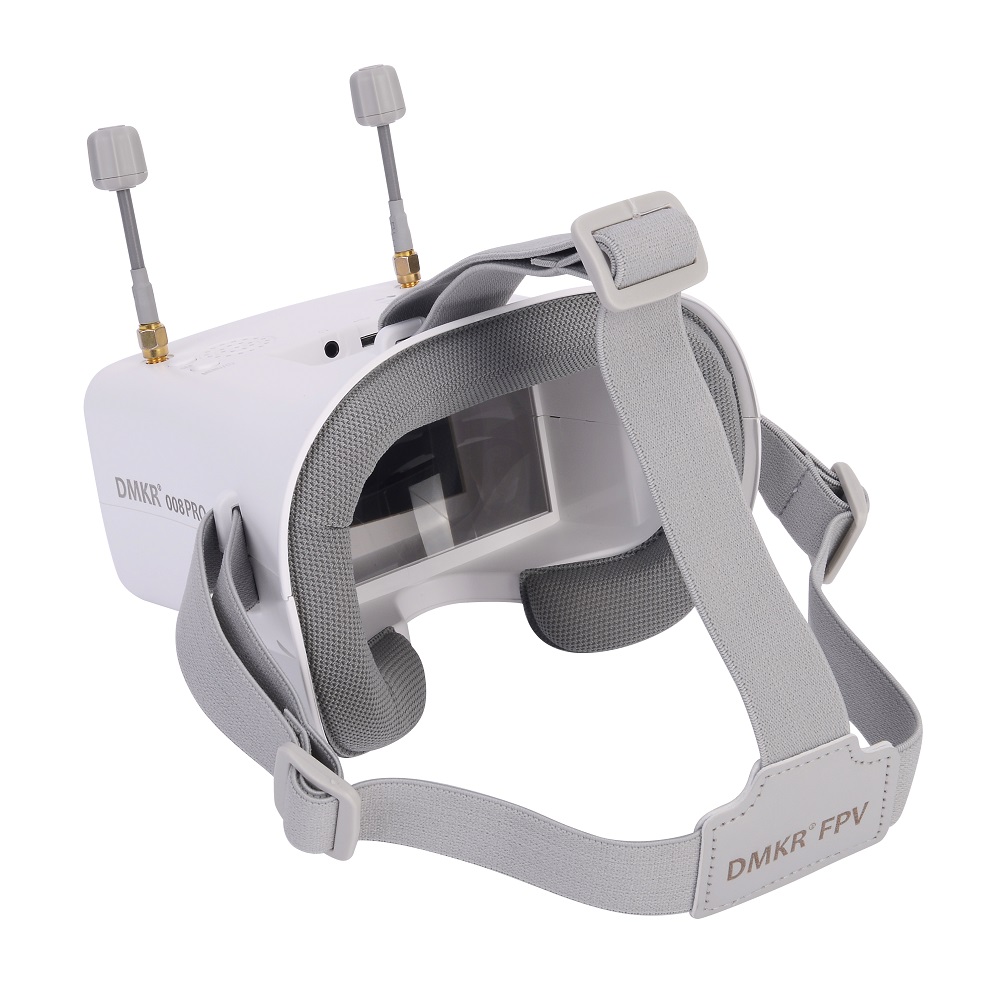 Drone Racing Receiver - オリジナル008D PROホワイトFPVゴーグル（DVR搭載、5.8GHz 40ch受信機、3.7V/2000mAhバッテリー、4.3インチHD LCD 16:9）レーシングドローン用