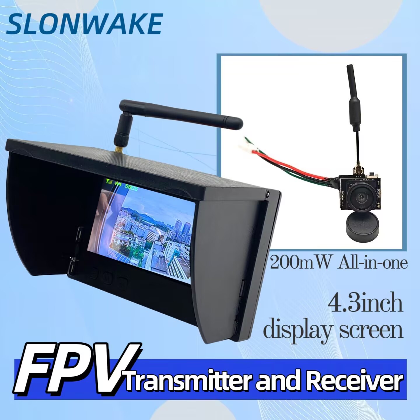 Drone Racing Frame - SLONWAKE 5.8G アナログビデオ伝送カメラ 200mW オールインワン、FPV RC