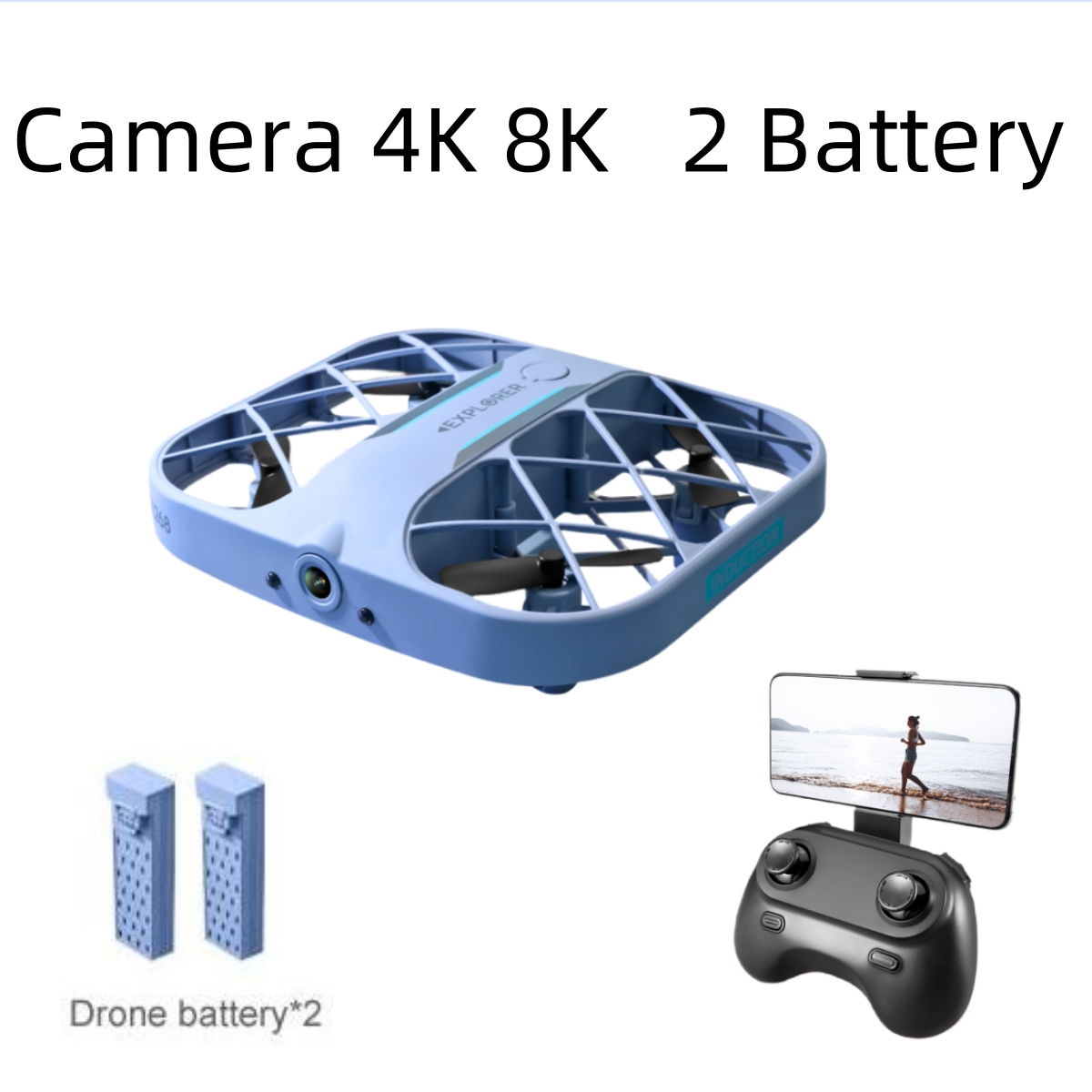 Drone Racing Battery - JJRC H107 FPV RCドローン（バッテリー2個付き）、8K/4Kカメラ搭載クアッドコプター、リモコン付きドローン、男の子向けクリスマスプレゼント