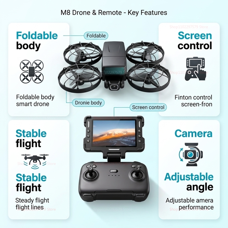 新型ドローン M8 GPS 8K プロフェッショナルHD 3 - Drone Racing Camera のレビューと価格